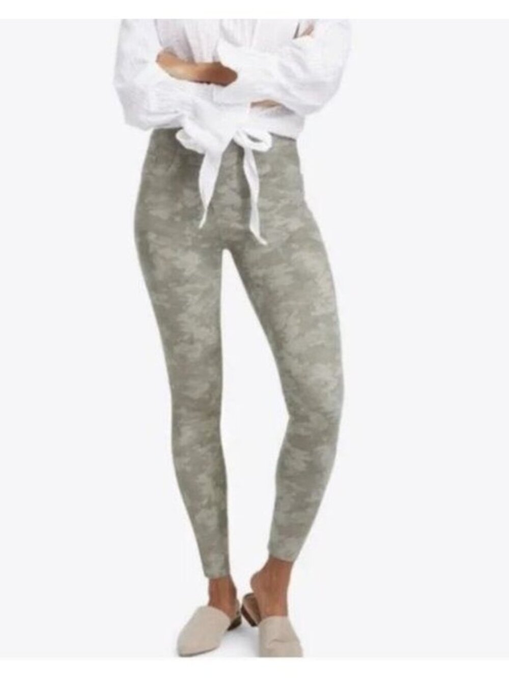 SPANX Jean-Ish Ankle Leggings in Green Camo - L